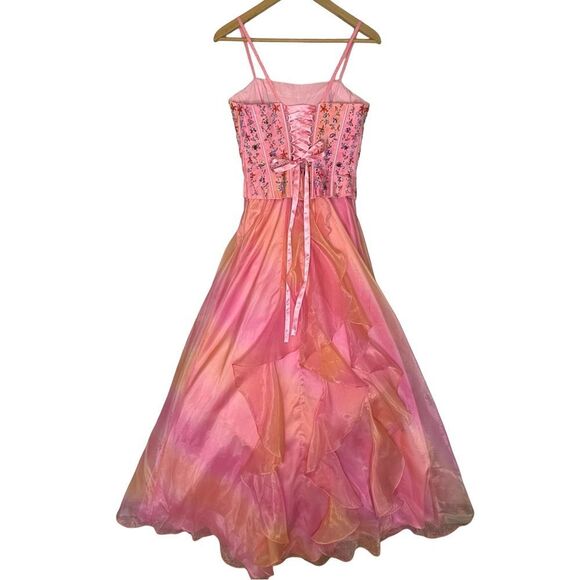 PRECIOUS FORMALS Pink Beaded Formal Dress Size 8 - Picture 9 of 17